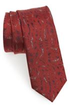Men's Lanvin Shadow Jacquard Silk Skinny Tie, Size - Red