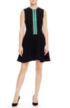 Women's Sandro Ines Stripe Zip Detail Skater Dress Us / 34 Fr - Black