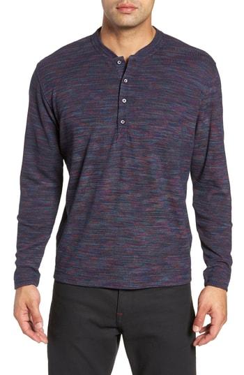 Men's Robert Graham Forster Long Sleeve Henley Shirt - Blue