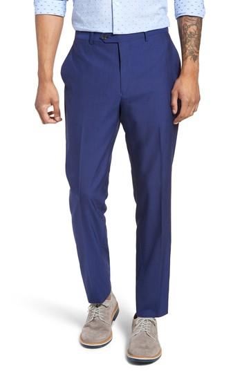 Men's Strong Suit Dagger Flat Front Solid Wool Trousers R - Blue