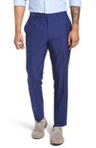 Men's Strong Suit Dagger Flat Front Solid Wool Trousers R - Blue