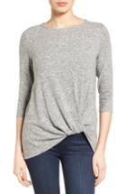 Petite Women's Gibson Twist Front Cozy Fleece Pullover, Size P - Grey