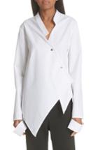 Women's Ji Oh Asymmetrical Button Front Shirt - White