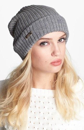 Laundry By Shelli Segal 'foil' Rib Knit Beanie Dark Heather Grey/