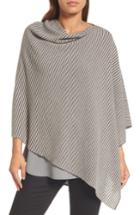 Women's Eileen Fisher Stripe Merino Wool Poncho, Size - Grey