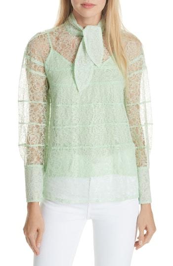 Women's Sandro Tie Neck Lace Blouse - Green