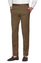 Men's Zanella Parker Flat Front Stretch Twill Wool Trousers - Brown