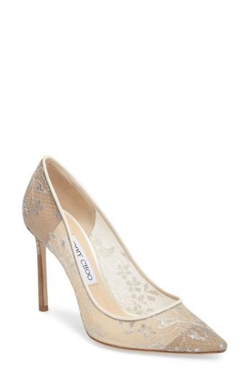 Women's Jimmy Choo 'romy' Lace Pump .5us / 39.5eu - White