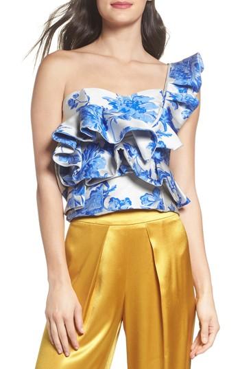 Women's Mestiza Katalina Floral Ruffle One-shoulder Top - Blue