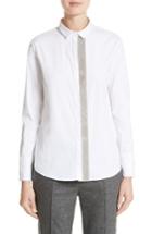 Women's Fabiana Filippi Ball Chain Trim Poplin Blouse Us / 38 It - White