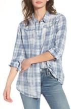 Women's Bp. Washed Plaid Top, Size - Blue