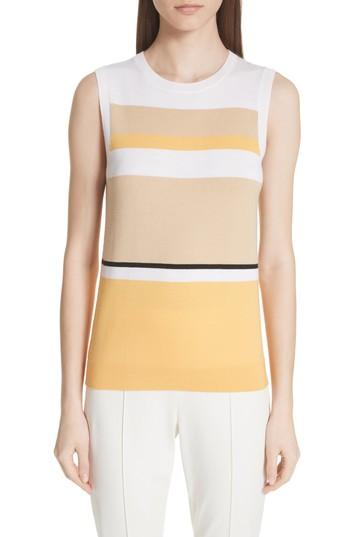 Women's St. John Collection Stripe Jersey Knit Shell, Size - White