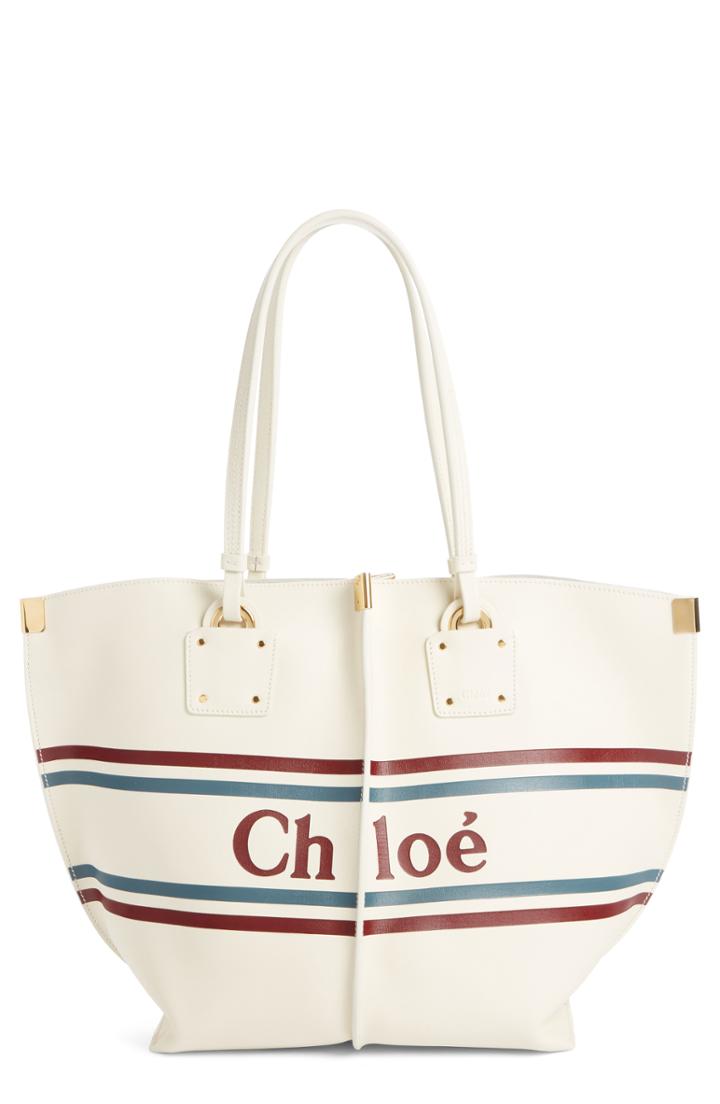 Chloe Vick Logo Embossed Leather Tote -