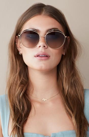 Women's Sonix Oasis 63mm Round Sunglasses - Gold Wire/ Brown Fade