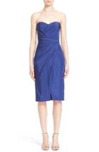 Women's J. Mendel Strapless Silk Sweetheart Neck Pleat Wrap Dress