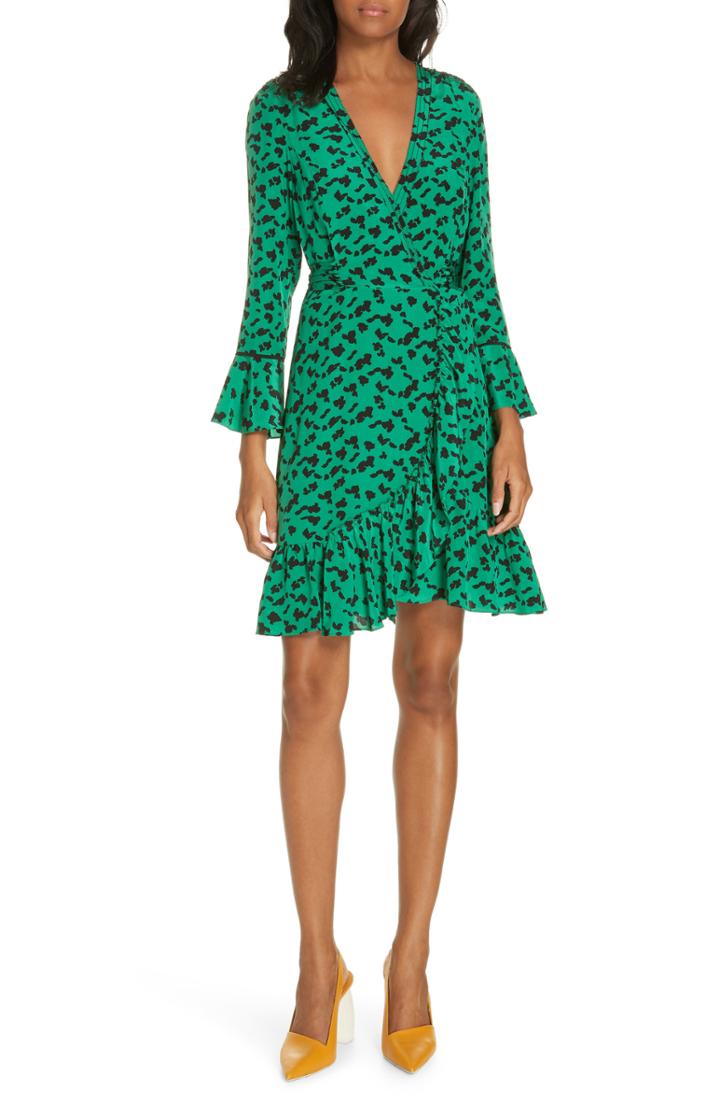 Women's Tanya Taylor Nomi Vines Silk Wrap Dress - Green