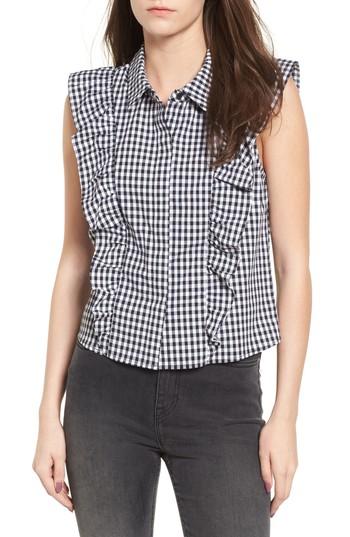 Women's Socialite Ruffle Front Blouse - Black