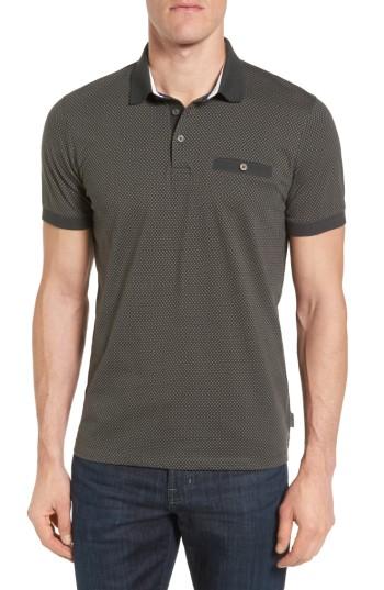 Men's Ted Baker London Dukwrth Print Polo (m) - Grey