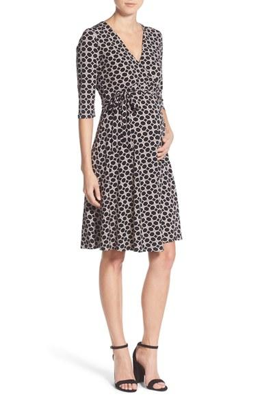 Women's Leota Faux Wrap Maternity Dress - Black