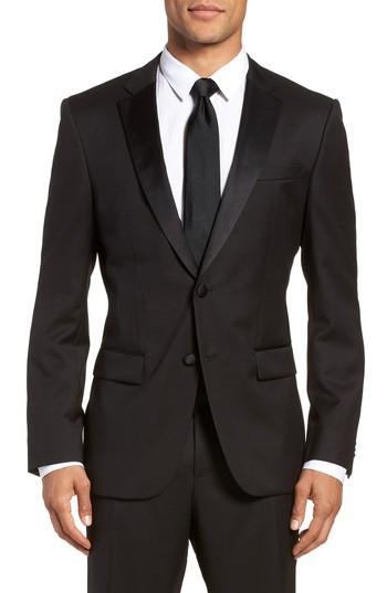 Men's Boss Hence Cyl Trim Fit Wool Dinner Jacket R - Black