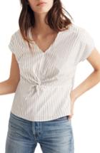 Women's Madewell Stripe Twist Front Top - White