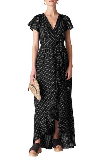 Women's Whistles Spot Maxi Wrap Dress Us / 4 Uk - Black