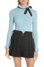 Women's Red Valentino Bow Neck Wool Sweater, Size - Blue
