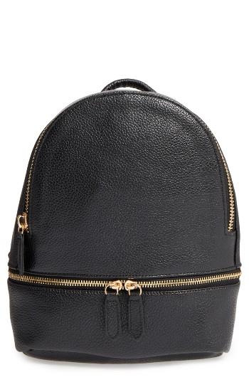 Girly Faux Leather Mini Zip Backpack -