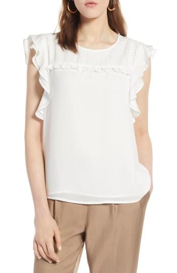 Women's Halogen Flutter Sleeve Crepe Top - Ivory