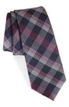 Men's Calibrate Indigo Plaid Silk Tie, Size - Red