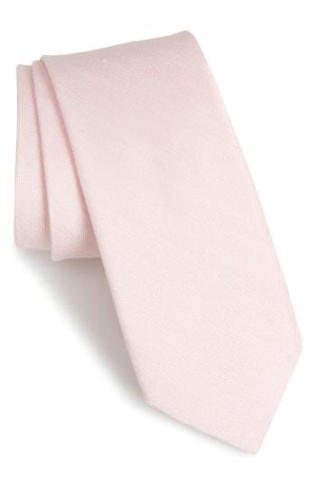 Men's The Tie Bar Herringbone Linen & Silk Skinny Tie, Size - Pink