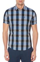 Men's Original Penguin Jaspe Plaid Slim Fit Shirt, Size - Blue