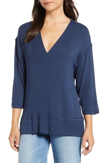 Women's Bobeau Wide Seamed Tunic Tee - Blue
