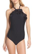 Women's Ted Baker London Flower Applique One-piece Swimsuit - Black