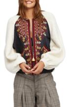 Women's Free People Two Faced Embroidered Mixed Media Jacket