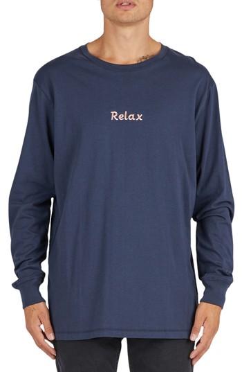 Men's Barney Cools Relax Embroidered Long Sleeve T-shirt - Blue