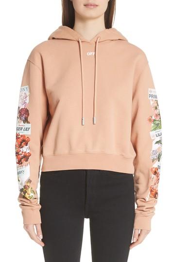 Women's Off-white Flower Shop Hoodie - Coral