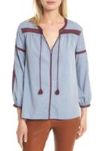 Women's Joie Marlen Embroidered Chambray Top, Size - Blue