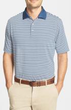 Men's Peter Millar 'competition' Stripe Stretch Microfiber Golf Polo - Blue