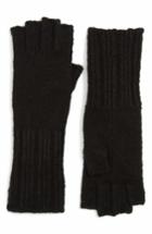 Women's Halogen Rib Knit Fingerless Gloves, Size - Black