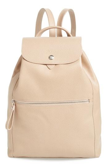 Longchamp Leather Backpack - Beige