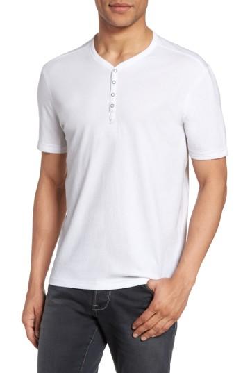 Men's John Varvatos Star Usa Snap Short Sleeve Henley, Size - White