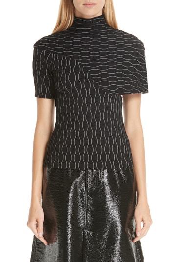 Women's Beaufille Asymmetrical Wave Knit Funnel Neck - Black