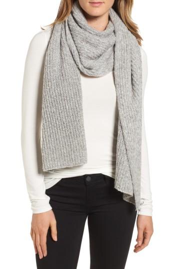 Women's Halogen Ribbed Muffler, Size - Grey