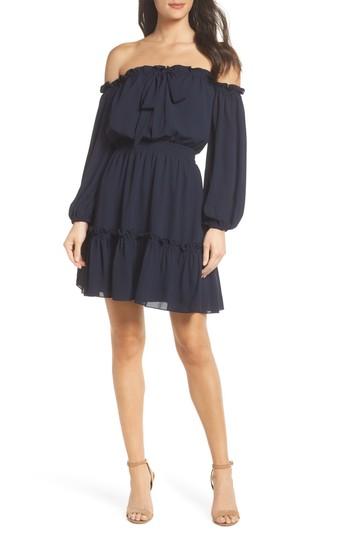 Women's Clover And Sloane Off The Shoulder Halter Dress - Blue