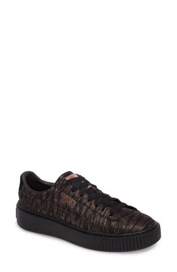 Women's Puma Basket Platform Sneaker M - Black