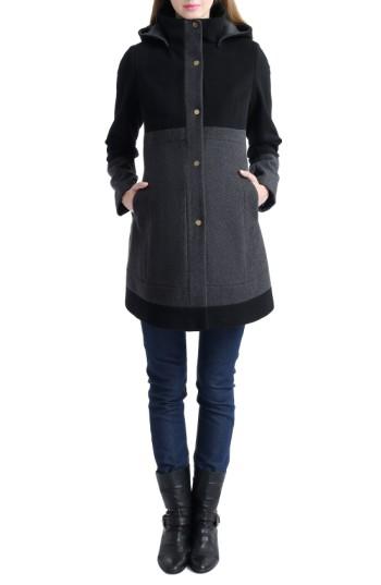 Women's Kimi And Kai 'tessa' Colorblock Maternity Coat - Black