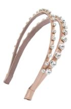 Women's Miu Miu Raso Swarovski Crystal Double Headband - Beige