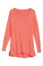 Women's Caslon Zip Back High/low Tunic Sweater - Coral
