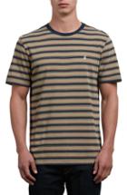 Men's Volcom Briggs Stripe Crewneck T-shirt - Brown